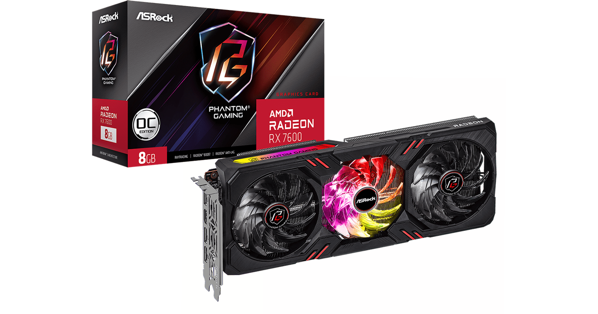 ASRock Radeon RX 7600 Phantom Gaming 8GB OC [RX7600 PG 8GO] | SoloTodo.cl