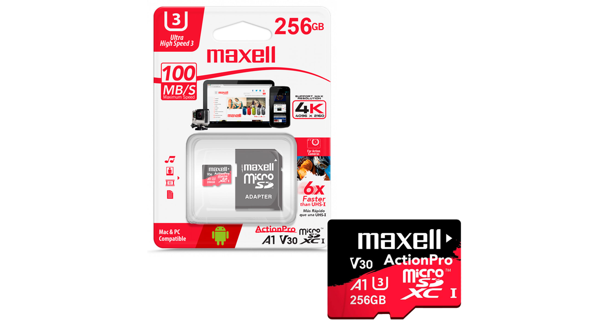Maxell ActionPro microSDHC / microSDXC 256 GB UHS-I (Speed Class 3 ...