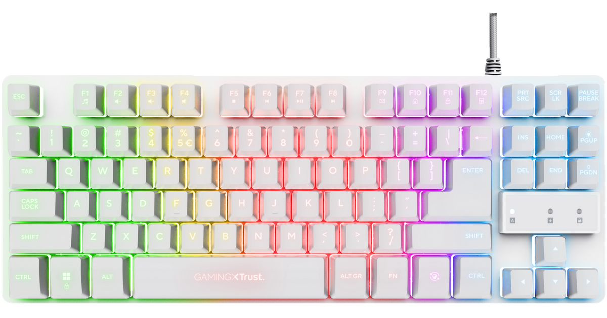 Trust GXT 833 Thado TKL Illuminated Gaming Keyboard ES - White (24737 ...