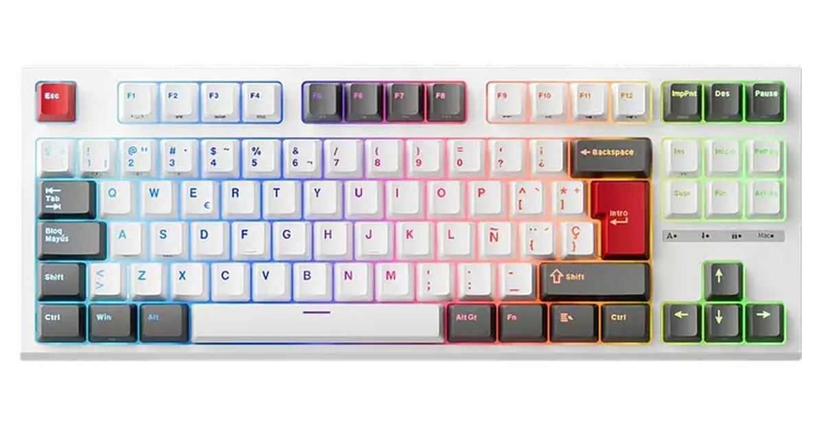 Royal Kludge R87 - Blanco/Switch rojo/Español (RK-TC-R87-WT) | SoloTodo.cl