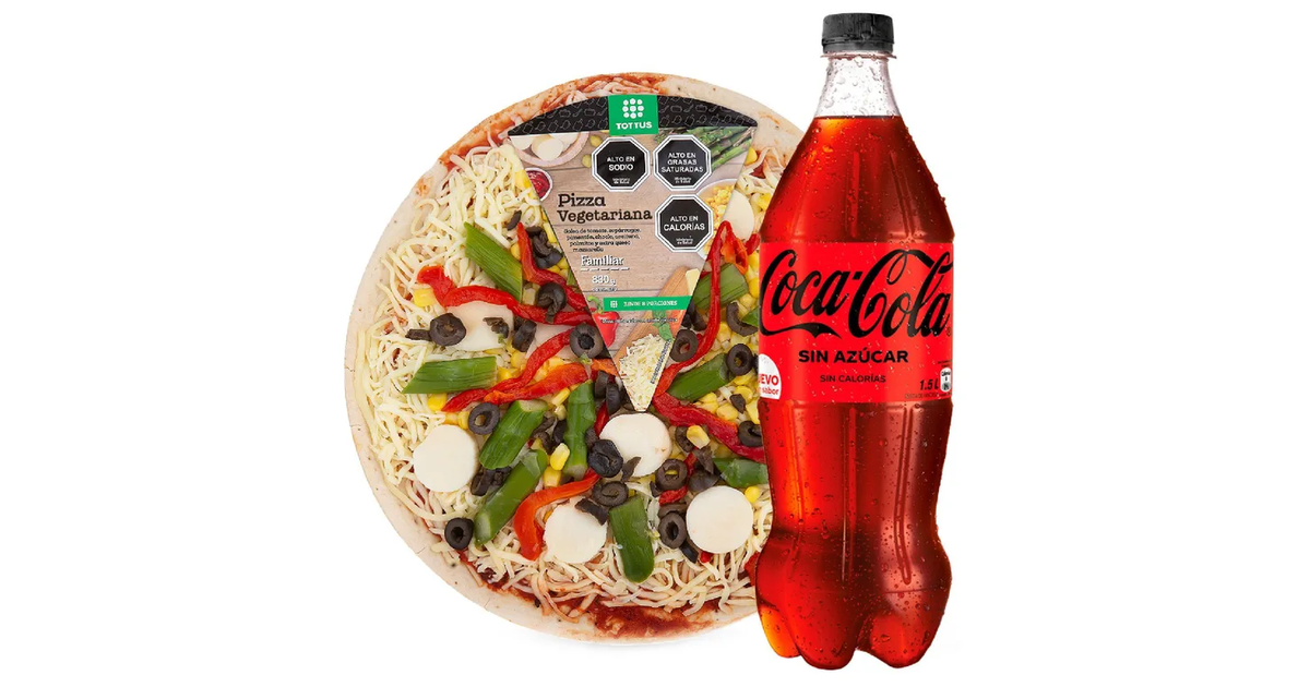 TOTTUS Combo Pizza Vegetariana + Coca Cola Zero (1500 mL.) | SoloTodo.cl