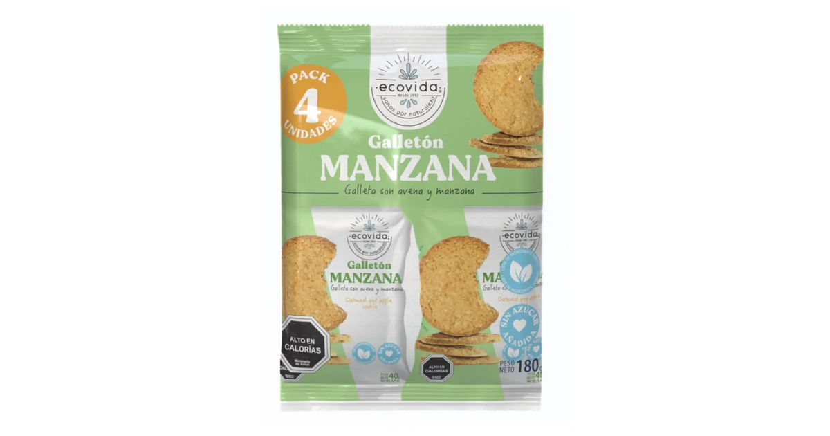 Ecovida Pack Galletón de Avena y Manzana Sin Azúcar (4 un. / 160 g ...
