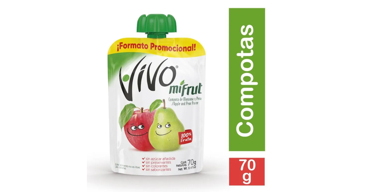 VIVO COMPOTA MANZANA-PERA (70 g.) | SoloTodo.cl