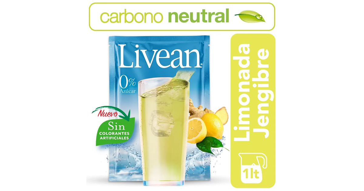 LIVEAN Bebida Instantánea Sabor Limonada Jengibre (7 g.) | SoloTodo.cl