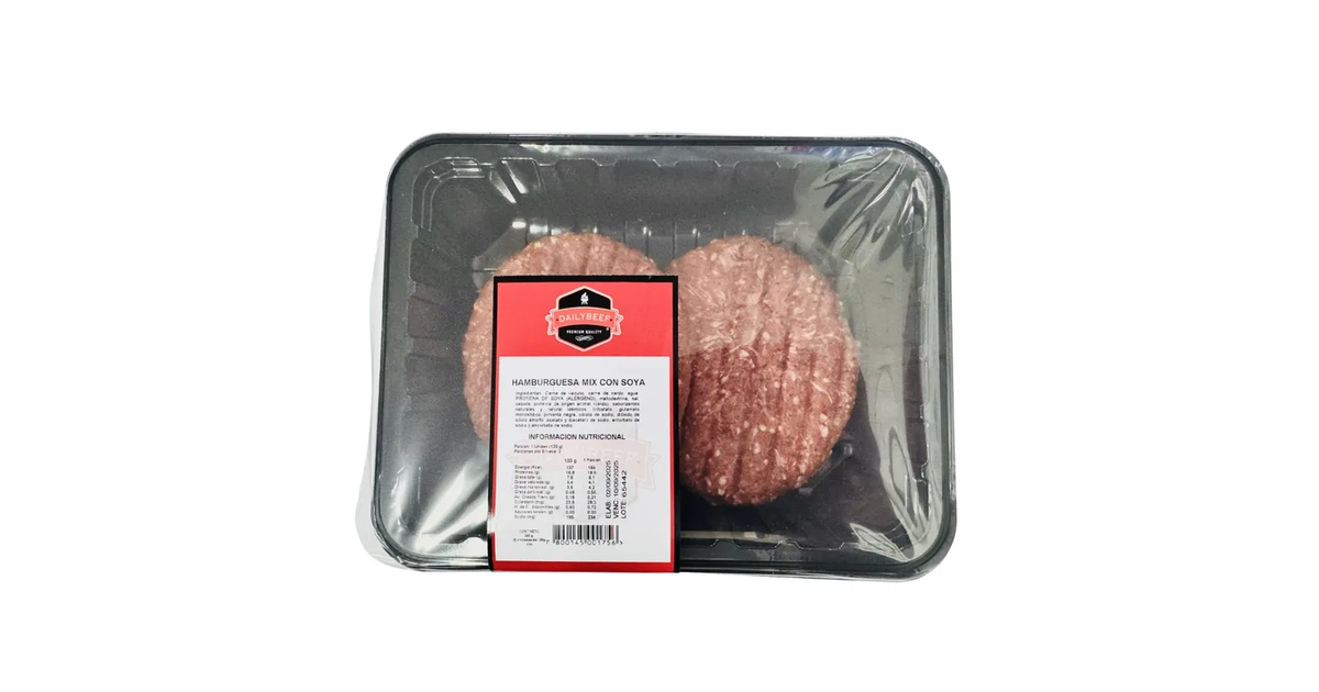 DAILY BEEF Hamburguesas Mix con Soya Bandeja (240 g.) | SoloTodo.cl