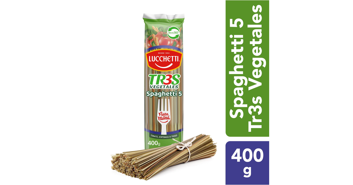 Lucchetti Fideo Pasta Tres Vegetales Spaghetti Nº5 (400 g.) | SoloTodo.cl