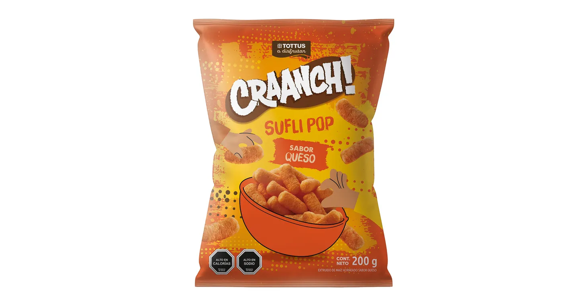 TOTTUS Snack Sufli Pop Craanch! Sabor Queso (200 g.) | SoloTodo.cl