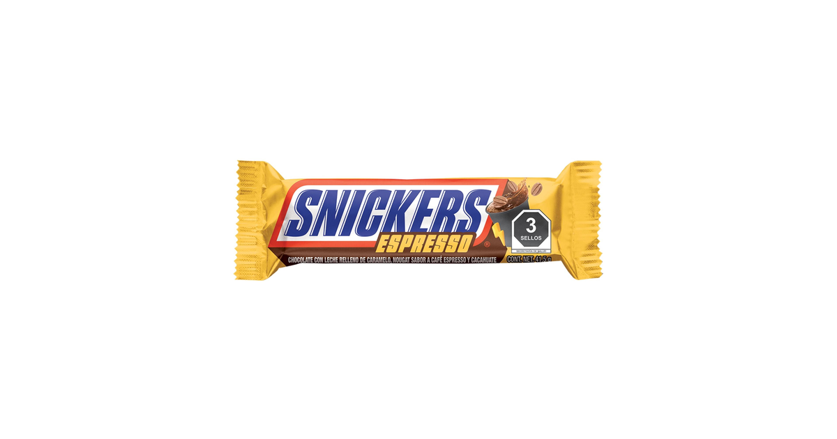 Snickers Chocolate con leche relleno de caramelo Sabor Café Espresso ...