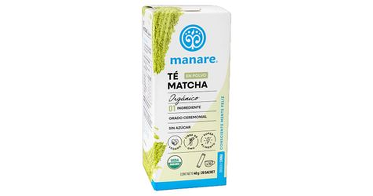 Manare Té Matcha Manare Orgánico Sachet (20 un. / 40 g.) | SoloTodo.cl