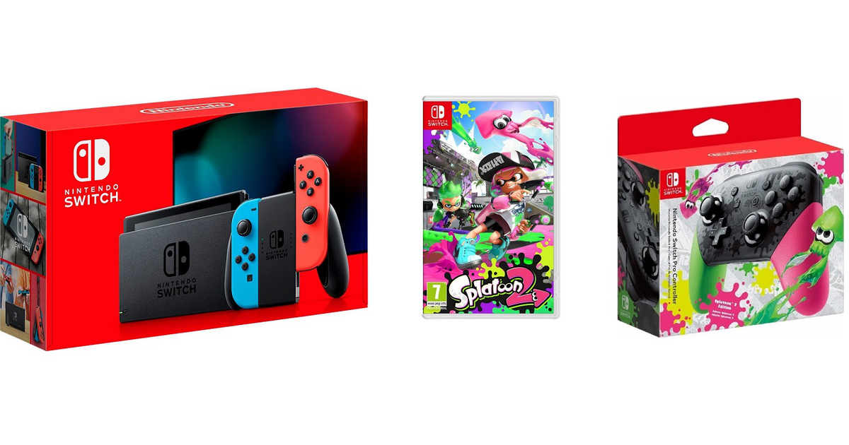 Nintendo Switch Refresh Neon + Pro Controller Switch Splatoon 2